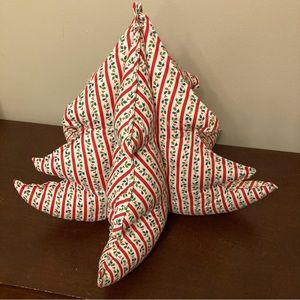 Vintage Christmas Tree Handmade Fabric Plush Stuffed Mistletoe Candy Cane